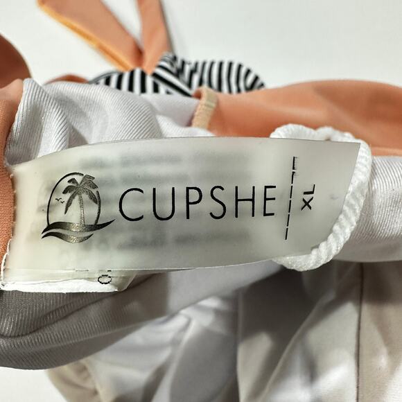 CUPSHE One Piece Swimsuit Womens XL Pink Black White Deep V-Neck Pool Swimming - Picture 5 of 6